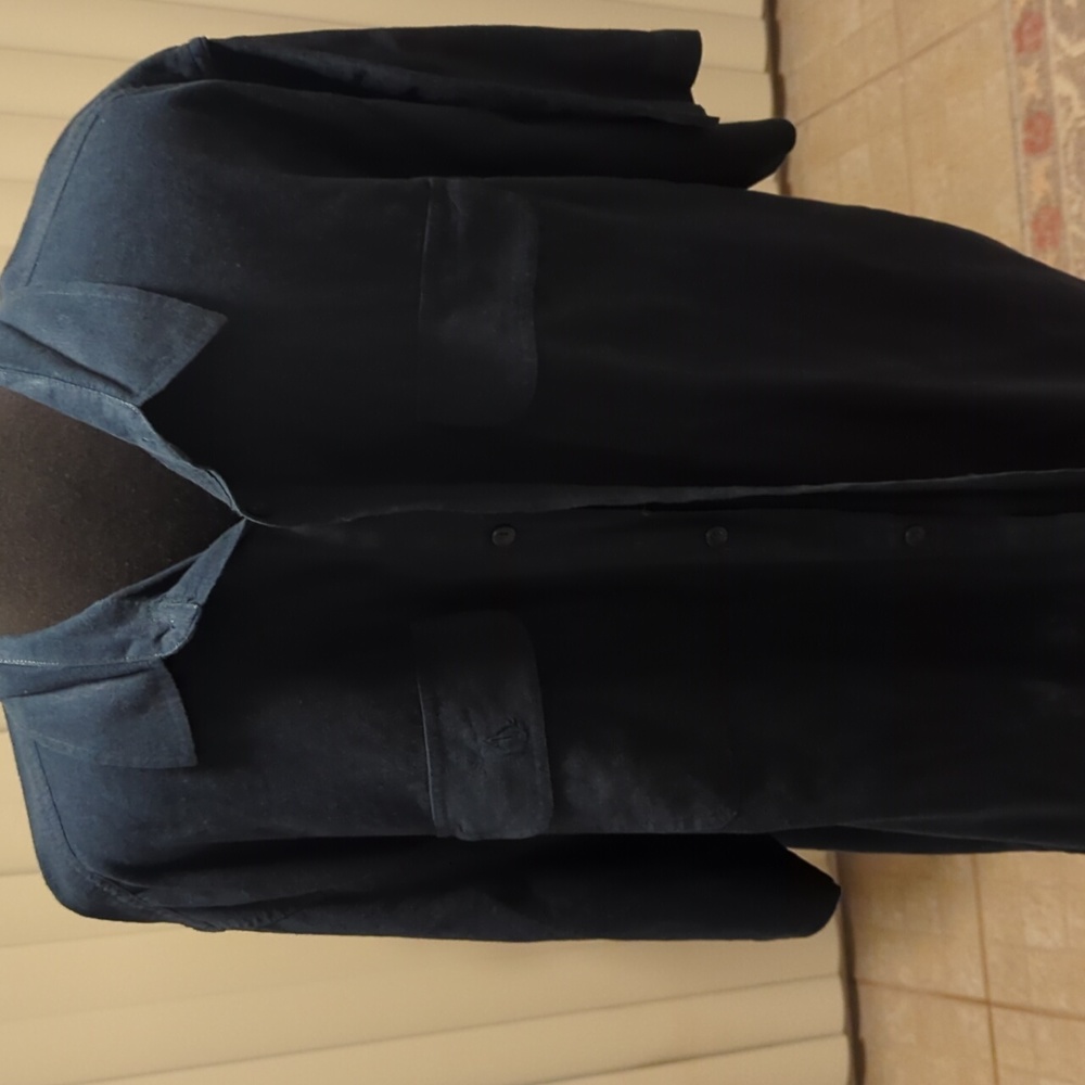 A blue linen and cotton shirt